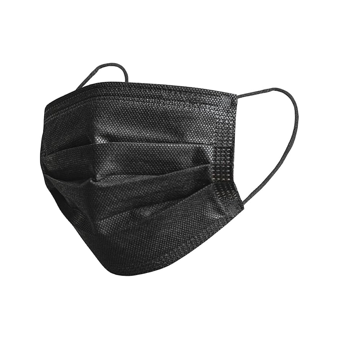Dada 3 Layer Disposable Protective Face Mask. Sold Color, Premium Quality Face Mask with Elastic Ear Loop (50pcs box) (Black and White)